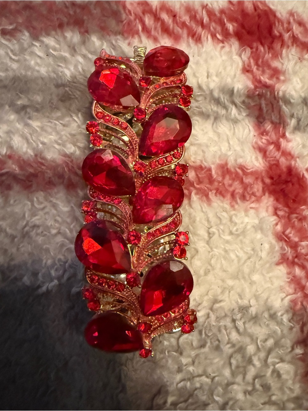 Red Teardrop Crystal Statement Bracelet